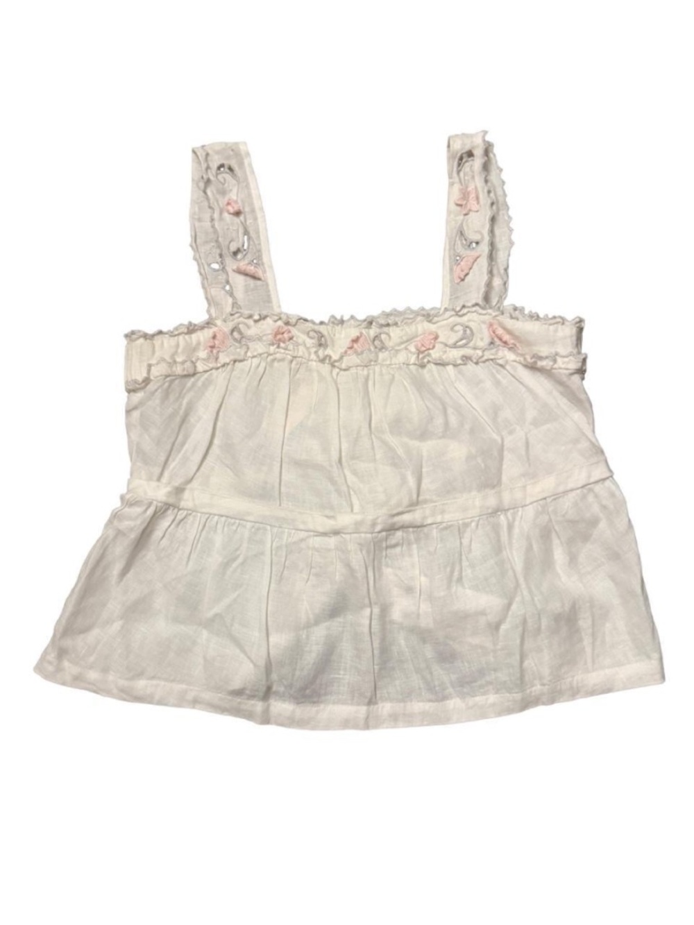 NWT La Vie Rebecca Taylor Linen Square Neckline Blouse